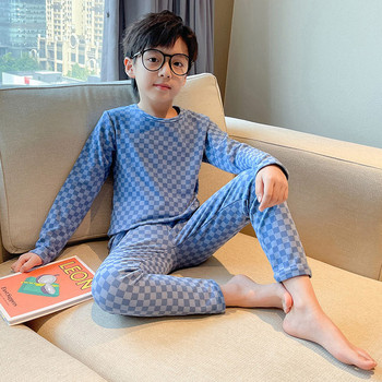 Детска карирана пижама от две части за момчета
