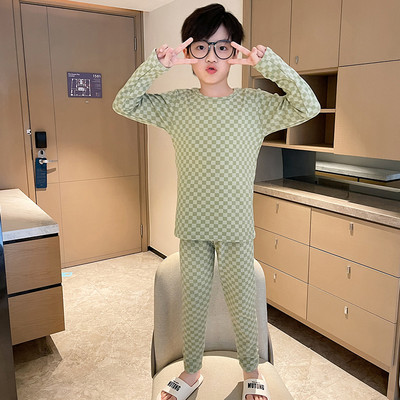 Detské dvojdielne kockované pyžamo pre chlapcov