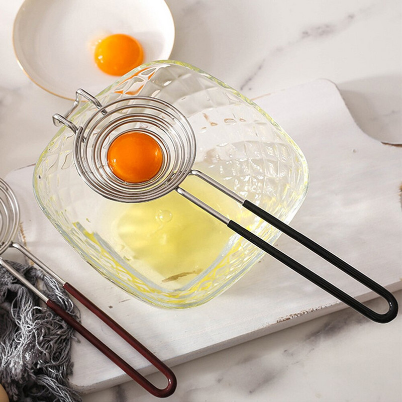 Сепаратор за яйца Удължена дръжка от неръждаема стомана Сепаратор за жълтъци Творчески полезни приспособления за готвене на яйца Кухненски прибори Аксесоари