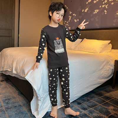 Nové vzorované bodkované blúzkové a spodné pyžamo pre chlapcov
