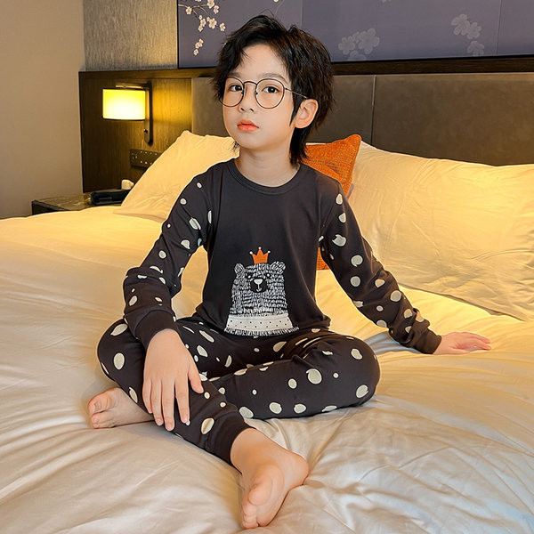 Nové vzorované bodkované blúzkové a spodné pyžamo pre chlapcov