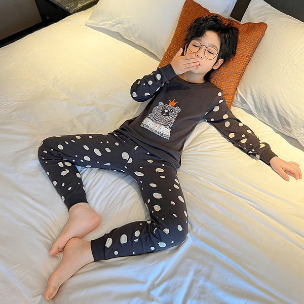 Nové vzorované bodkované blúzkové a spodné pyžamo pre chlapcov