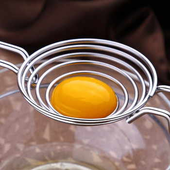 1 τμχ 304 Δομή καλωδίου διαχωριστή αυγών από ανοξείδωτο χάλυβα Σχεδιασμός μακριά λαβή με γάντζο αυτιού Δημιουργική κουζίνα με διαχωριστικό λευκού κρόκου αυγού