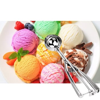 Лъжица за сладолед 4,5,6 см от неръждаема стомана със спусък Лъжица за бисквитки Инструменти за замразено готвене Инструмент за декориране на сладолед