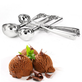 Лъжица за сладолед 4,5,6 см от неръждаема стомана със спусък Лъжица за бисквитки Инструменти за замразено готвене Инструмент за декориране на сладолед