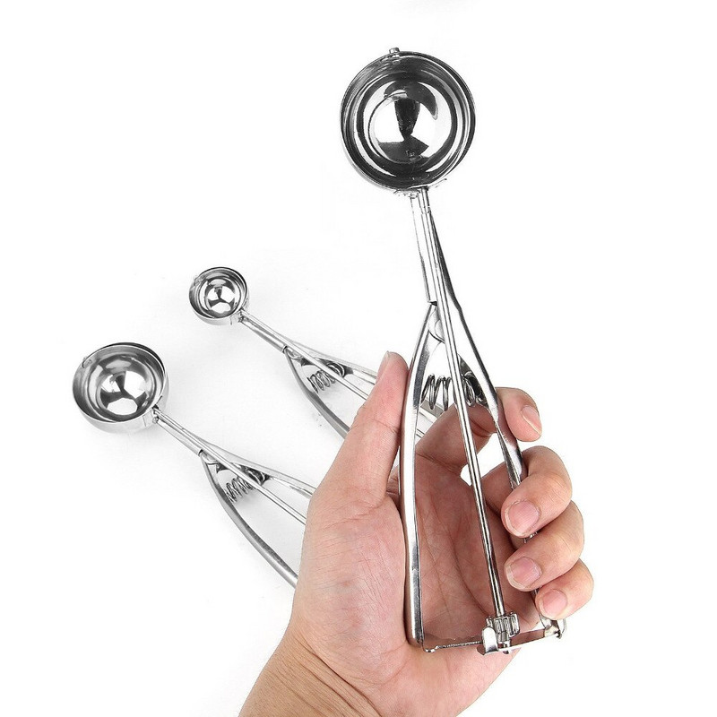 Naberačka na zmrzlinu 4, 5, 6 cm z nehrdzavejúcej ocele s lyžičkou na naberačku na sušienky, mrazené nástroje na varenie, nástroj na zdobenie zmrzliny