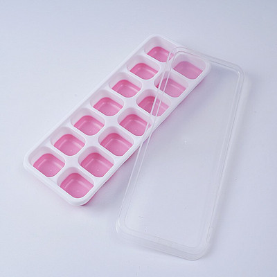 Formičky na ľad, 4 ks, ľahko odnímateľné silikónové a 14 formičiek na ľad s odnímateľným vekom odolným voči striekajúcej vode, kocky ľadu