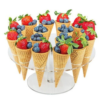 Кръгла акрилна фунийка за сладолед с 6/16 дупки Поставка за десерт Поставка за витрини Рафт за партита за сватбено парти, трапезария и барове
