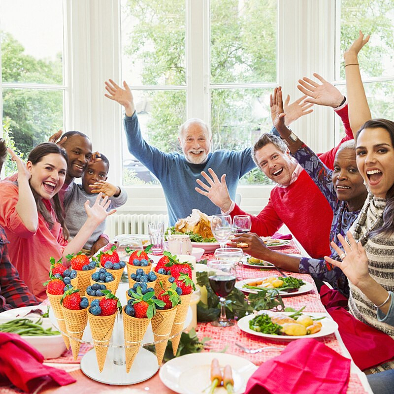 6/16-jamkový okrúhly akrylový držiak na zmrzlinový kornútok, stojan na dezerty, polica na párty, svadobné hostiny, jedálenské a barové potreby