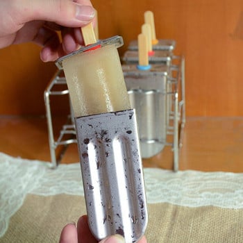 UPORS Поставка за форми за сладолед от неръждаема стомана Ice Lolly Mold Frozen Lolly Popsicle Maker Домашна форма за сладолед с държач за сладолед
