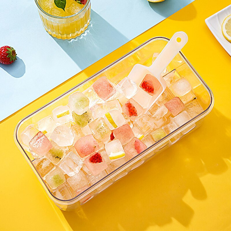 32 mriežkových zásobníkov na ľad s vekom, plastových foriem na ľad, domácich kuchynských barových doplnkov, kreatívnych DIY štvorcových foriem na kocky ľadu, chladničky, ľadovej krabice
