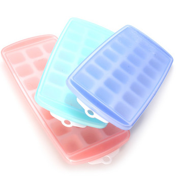 3 опаковки силиконови тави за кубчета лед с устойчив на разливане подвижен капак, лесно освобождаващ се подреждащ 21 кухини Направи си сам машина за лед