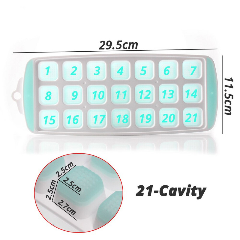 3-balenie silikónových formičiek na ľad s odnímateľným vekom odolným voči rozliatiu, ľahko uvoľniteľné, stohovateľné, 21 dutín, výrobník ľadu svojpomocne