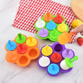 Mini 7 skylučių ledai, silikoninės formos, maisto kokybės kūdikių, pasidaryk pats, vaisių kokteilis ledų daugkartinio naudojimo popsicle namų virtuvės įrankiai, 1 vnt.