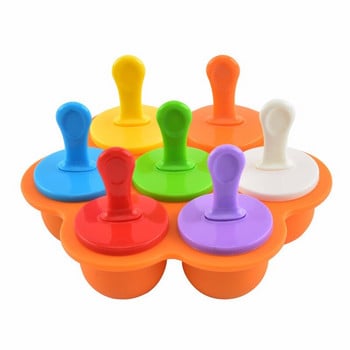 Мини силиконова форма със 7 дупки за сладолед за бебешки DIY плодов шейк Ice Crea за многократна употреба Popsicle Домашни кухненски инструменти, 1 бр.