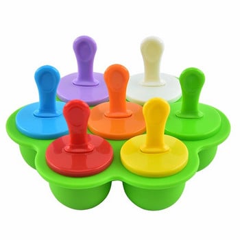Мини силиконова форма със 7 дупки за сладолед за бебешки DIY плодов шейк Ice Crea за многократна употреба Popsicle Домашни кухненски инструменти, 1 бр.