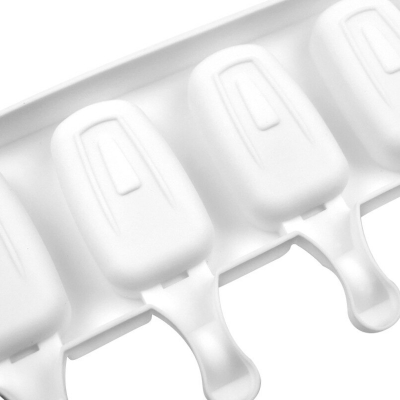 Mold silicon alb pentru inghetata 4 forme ovale chiar mari pentru acadele de gheata