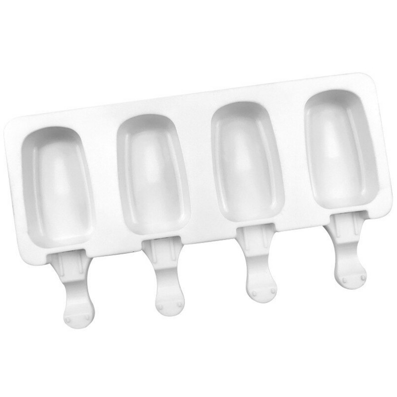 Mold silicon alb pentru inghetata 4 forme ovale chiar mari pentru acadele de gheata