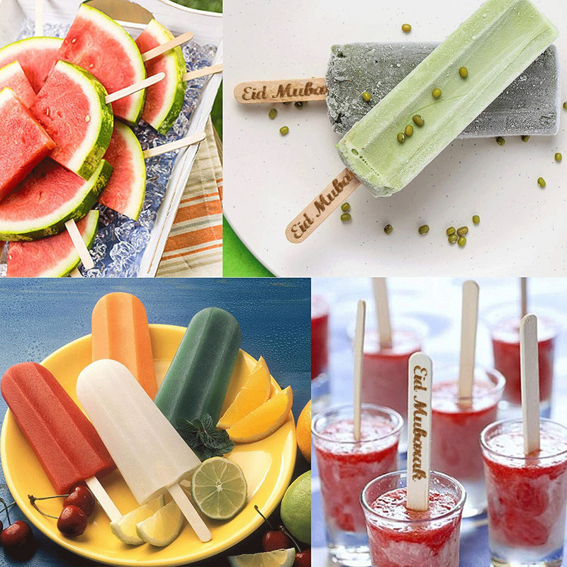 50 ks personalizovaných lízankových tyčiniek, drevených zmrzlinových tyčiniek na Eid Mubarak do silikónovej formy na párty, udalosť, tortu, nanuk.