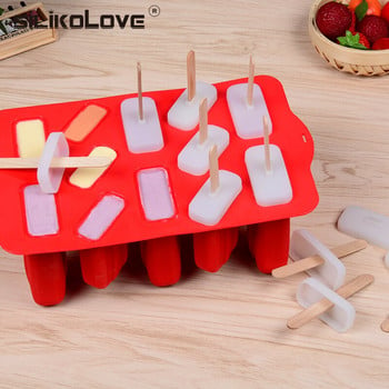 SILIKOLOVE 12 Cavity Frozen Ice Pop Maker Хранителни силиконови форми за сладолед за многократна употреба с 12 пръчици