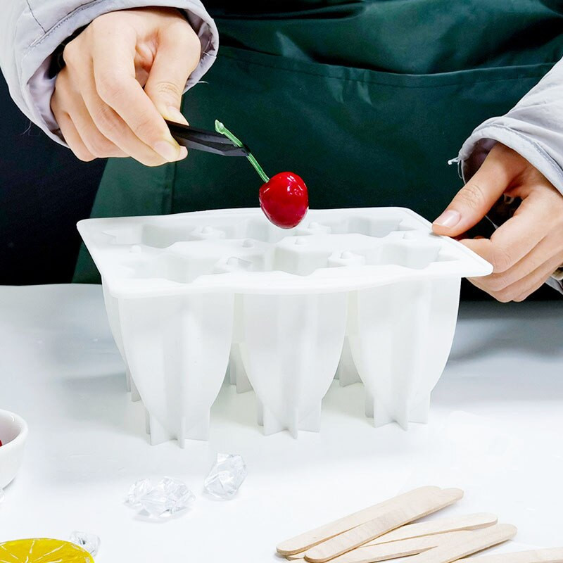 Silikónová forma na ľad v tvare hrebenatky so 6 otvormi, karambola, zmrzlina na domácu párty, ručne vyrobená zmrzlina, detský nástroj na výrobu nanukov