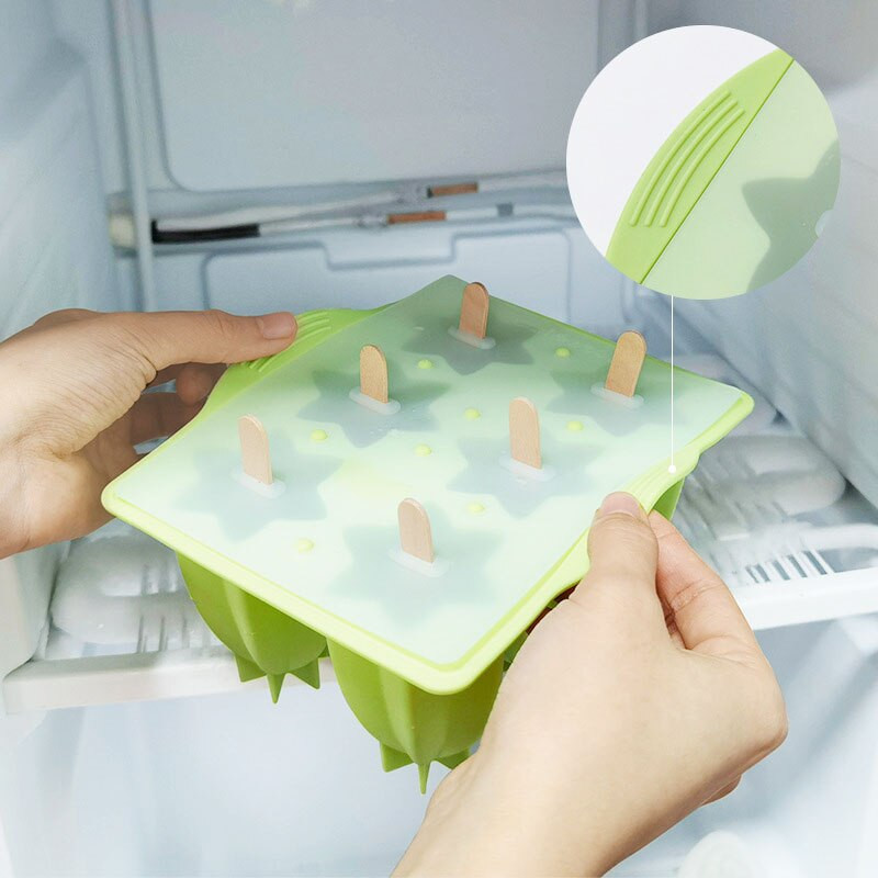 Silikónová forma na ľad v tvare hrebenatky so 6 otvormi, karambola, zmrzlina na domácu párty, ručne vyrobená zmrzlina, detský nástroj na výrobu nanukov