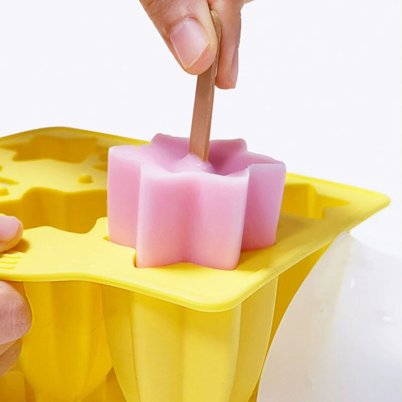 Silikónová forma na ľad v tvare hrebenatky so 6 otvormi, karambola, zmrzlina na domácu párty, ručne vyrobená zmrzlina, detský nástroj na výrobu nanukov