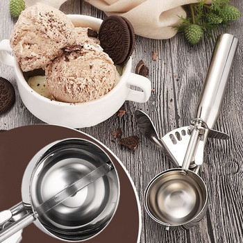 Инструмент за лъжица за сладолед от неръждаема стомана Лъжица за бисквитки Лъжица за сладолед Форма за топка за лед Тесто за кисело мляко Месо Лъжица за диня Кухненска джаджа