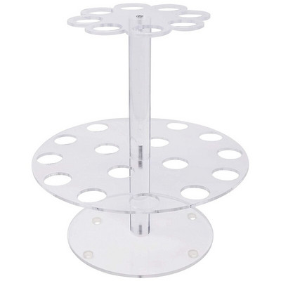 Apvalus skaidraus akrilo mini ledų kūgio laikiklio stovas su 24 skylutėmis sušių rankiniams suktinukams rodyti