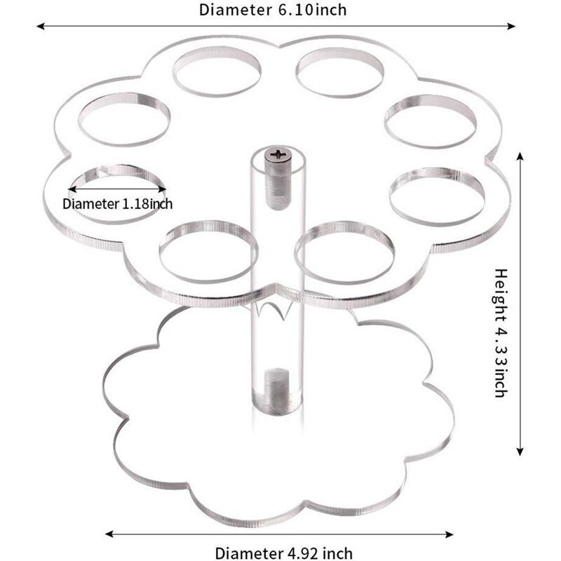 Apvalus skaidraus akrilo mini ledų kūgio laikiklio stovas su 24 skylutėmis sušių rankiniams suktinukams rodyti