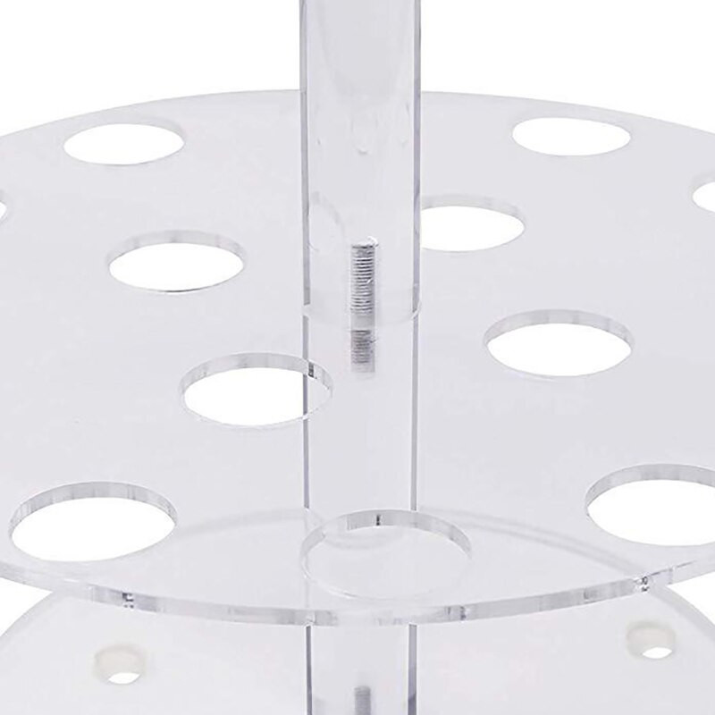 Apvalus skaidraus akrilo mini ledų kūgio laikiklio stovas su 24 skylutėmis sušių rankiniams suktinukams rodyti