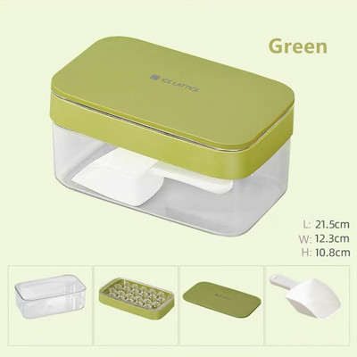 Tácka na ľad s vekom a úložným priestorom na ľad, bez BPA, 22 mriežok, malé tácky na ľad, ľahko sa uvoľňujú na chladné nápoje, kuchynský bar