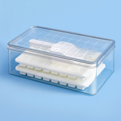 Tácka na ľad s vekom a úložným priestorom na ľad, bez BPA, 22 mriežok, malé tácky na ľad, ľahko sa uvoľňujú na chladné nápoje, kuchynský bar