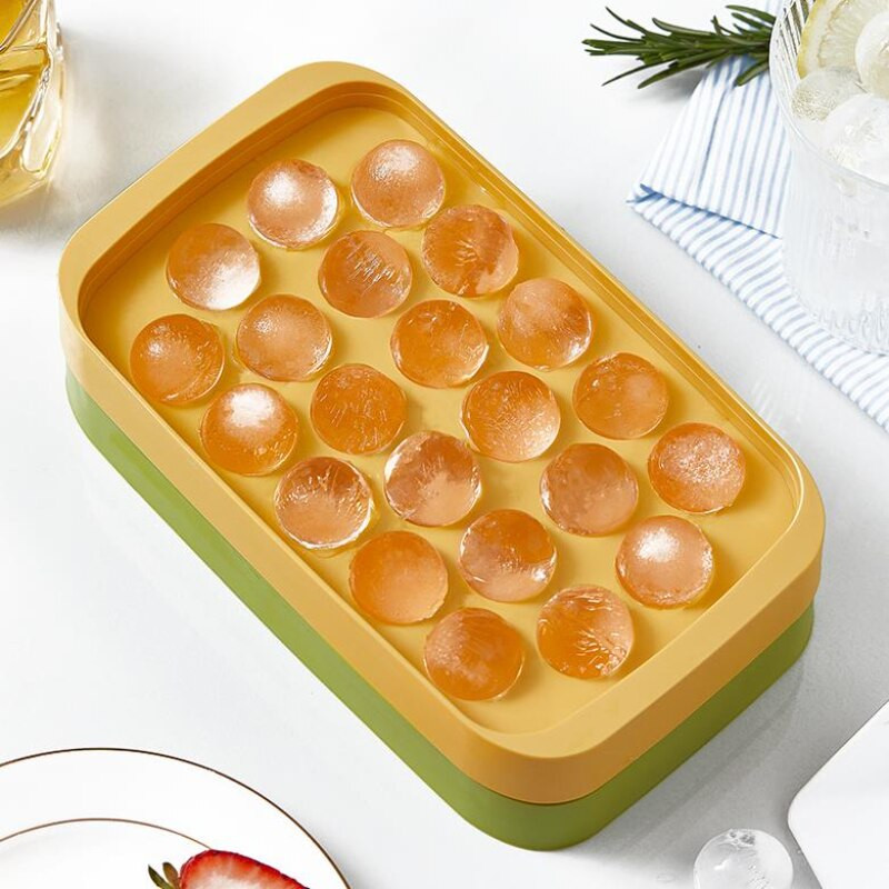 Tácka na ľad s vekom a úložným priestorom na ľad, bez BPA, 22 mriežok, malé tácky na ľad, ľahko sa uvoľňujú na chladné nápoje, kuchynský bar