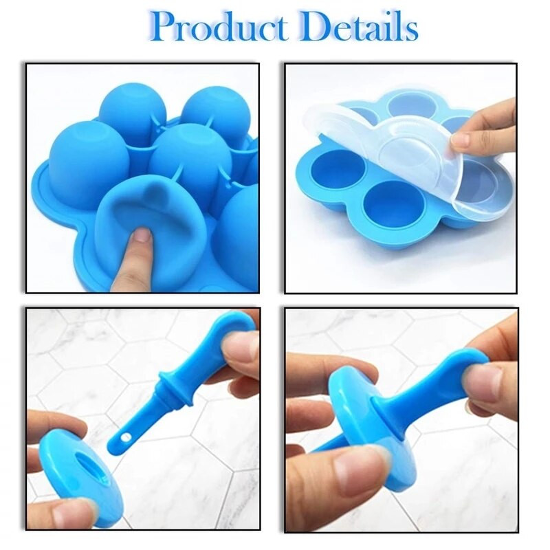 7-dierková silikónová forma na zmrzlinu, forma na nanuk, opakovane použiteľná, DIY forma na ľad, forma na nanuk, forma na doplnok stravy, domáce kuchynské náradie