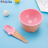 Fais Du Children Bol pentru înghețată din plastic cu lingură conică Cupă pentru desert de culoarea bomboanelor Băutură de ciocolată Accesorii de bucătărie