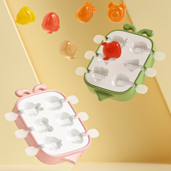 Карикатура Форма за сладолед Food Grade Household Ice Lolly Popsicle Ice Cream Форма Силиконова DIY Stick Box Форма за лед