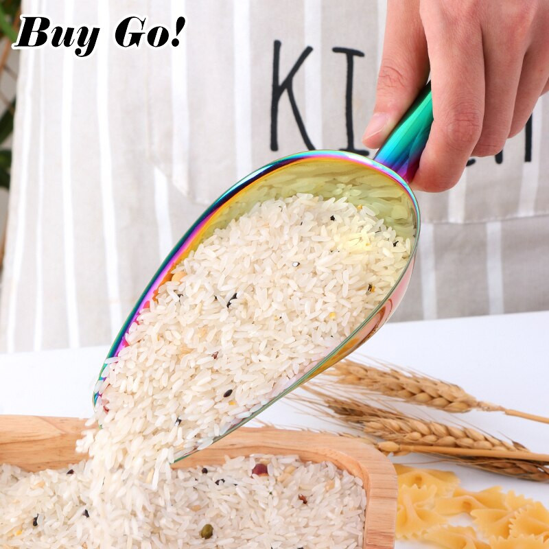 1/2 ks 9,8-palcová nerezová oceľová zlatá škrabka na ľad, suché potraviny, múka, kôš na cukrovinky, lopatka na korenie, bufetová lopata, svadobné barové kuchynské náradie