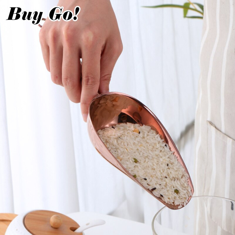 1/2 ks 9,8-palcová nerezová oceľová zlatá škrabka na ľad, suché potraviny, múka, kôš na cukrovinky, lopatka na korenie, bufetová lopata, svadobné barové kuchynské náradie