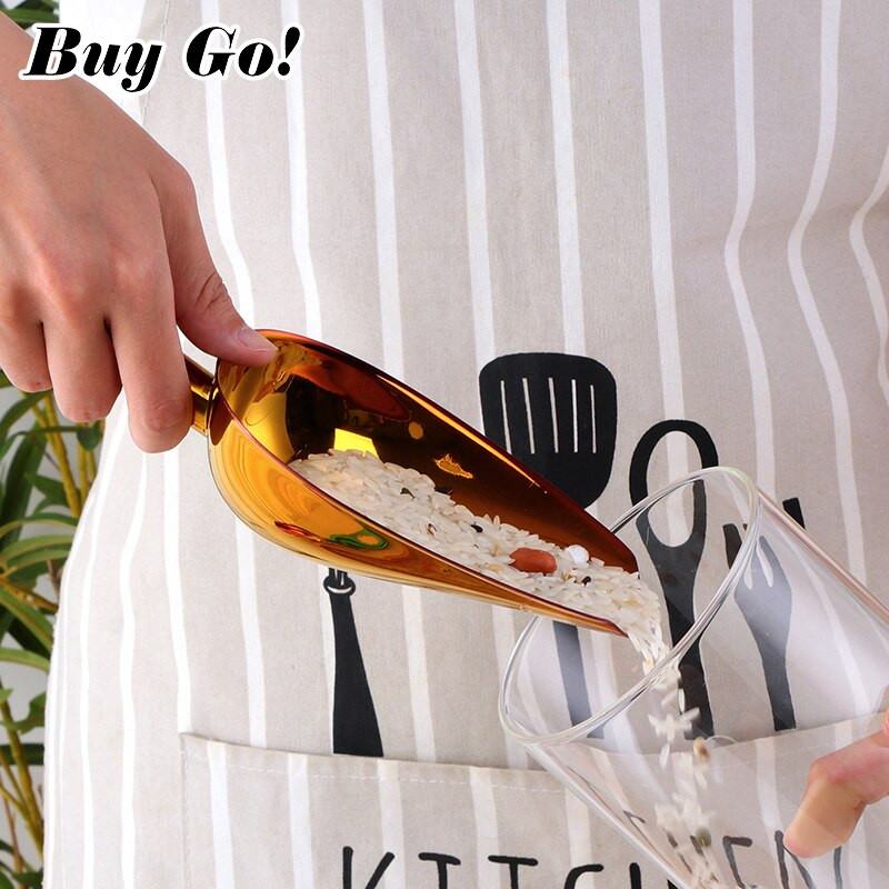 1/2 ks 9,8-palcová nerezová oceľová zlatá škrabka na ľad, suché potraviny, múka, kôš na cukrovinky, lopatka na korenie, bufetová lopata, svadobné barové kuchynské náradie