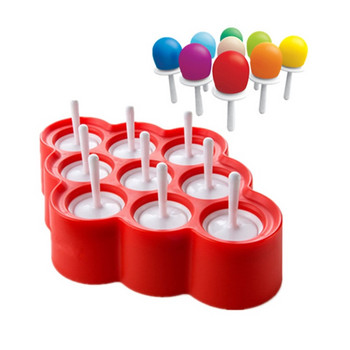 Нова силиконова форма за мини Ice Pops, Ice Cream Ball Lolly Maker, Форми за Popsicle с 9 стикера