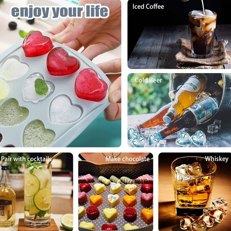 Silikónová forma na ľad v tvare srdca, štvorca, mačacej labky, miska na ľad pre domácnosť, mrazená forma, plastová krabička na ľad s viečkom, kuchynský barový doplnok