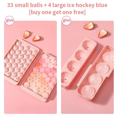 2 ks okrúhlej misky na ľadové kocky s vekom, domáce barové párty, PP plastové formy, potravinárske formy, DIY formy, výrobník ľadových guľôčok, kuchynské pomôcky