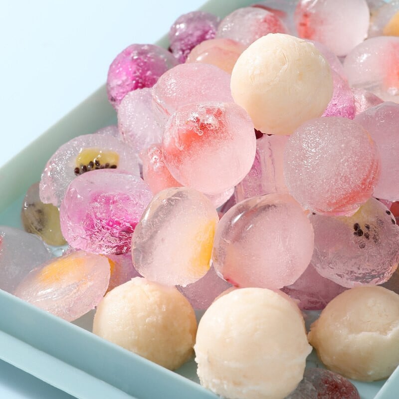 2 ks okrúhlej misky na ľadové kocky s vekom, domáce barové párty, PP plastové formy, potravinárske formy, DIY formy, výrobník ľadových guľôčok, kuchynské pomôcky