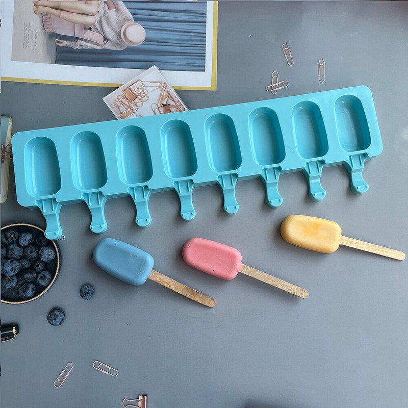 Formičky na mini zmrzlinu na pečenie, silikónové formy na nanuky a torty, forma na tortu na zmrzlinu, oválne, 8 dutín