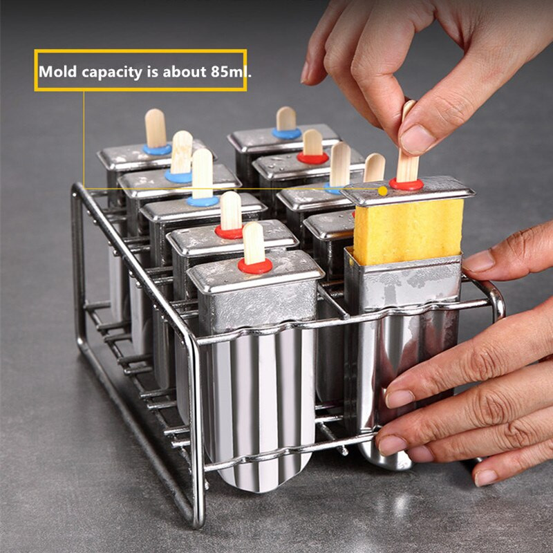 Nerezová forma na zmrzlinu, výrobník ľadu, okrúhla plochá hlava, forma na nanuky s poličkami, kuchynské ručné príslušenstvo