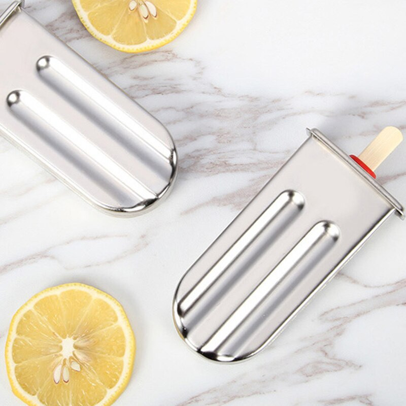 Nerezová forma na zmrzlinu, výrobník ľadu, okrúhla plochá hlava, forma na nanuky s poličkami, kuchynské ručné príslušenstvo