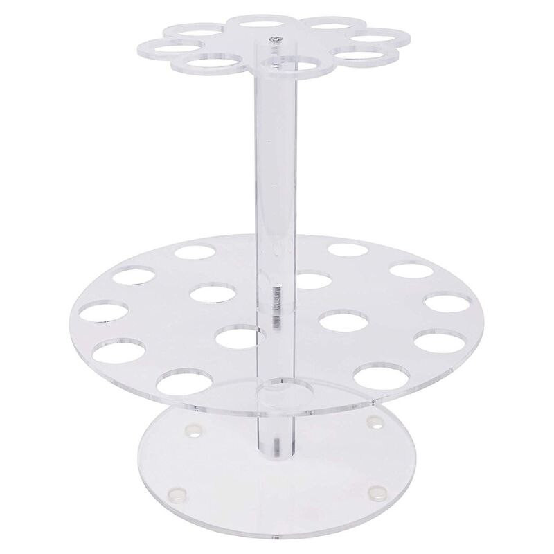 24/16/8 skylučių akrilo ledų kūgio laikiklio stovas susukamas dvisluoksnis vieno sluoksnio apvalus skaidraus ledų ekrano stovas