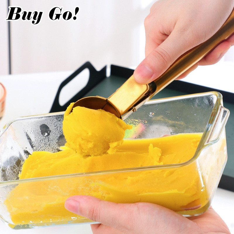 1/2 ks naberačiek na zmrzlinu, nerezové naberačky na zmrzlinu, nepriľnavý nástroj na výrobu ovocných guľôčok, melón, lyžica na zmrzlinu