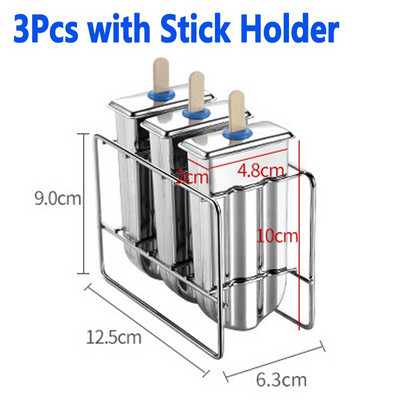 Forma na zmrzlinu z nehrdzavejúcej ocele 304 s držiakom na nanuky, forma na nanuky, domáci mrazený výrobník nanukov